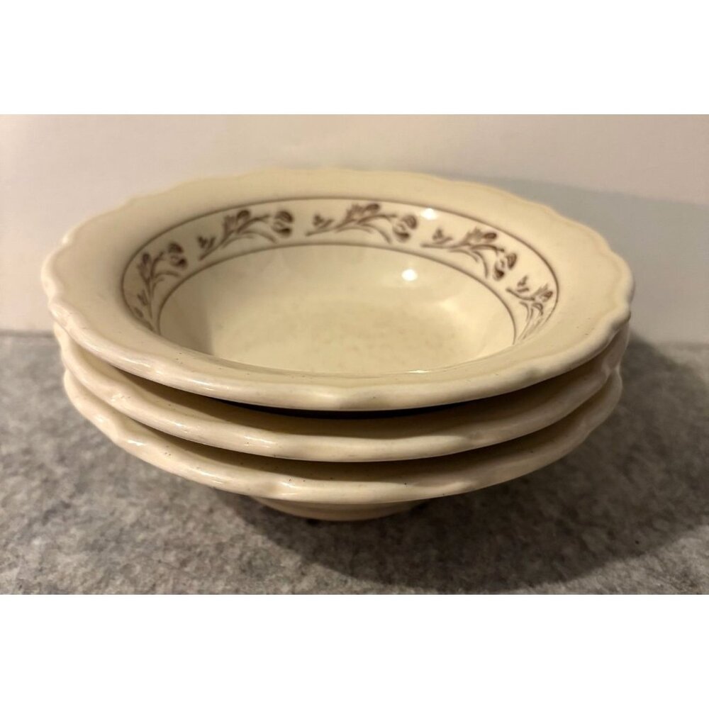 3 1980's Syracuse Speckled Fruit Bowls W/Brown Floral Design   # 2770